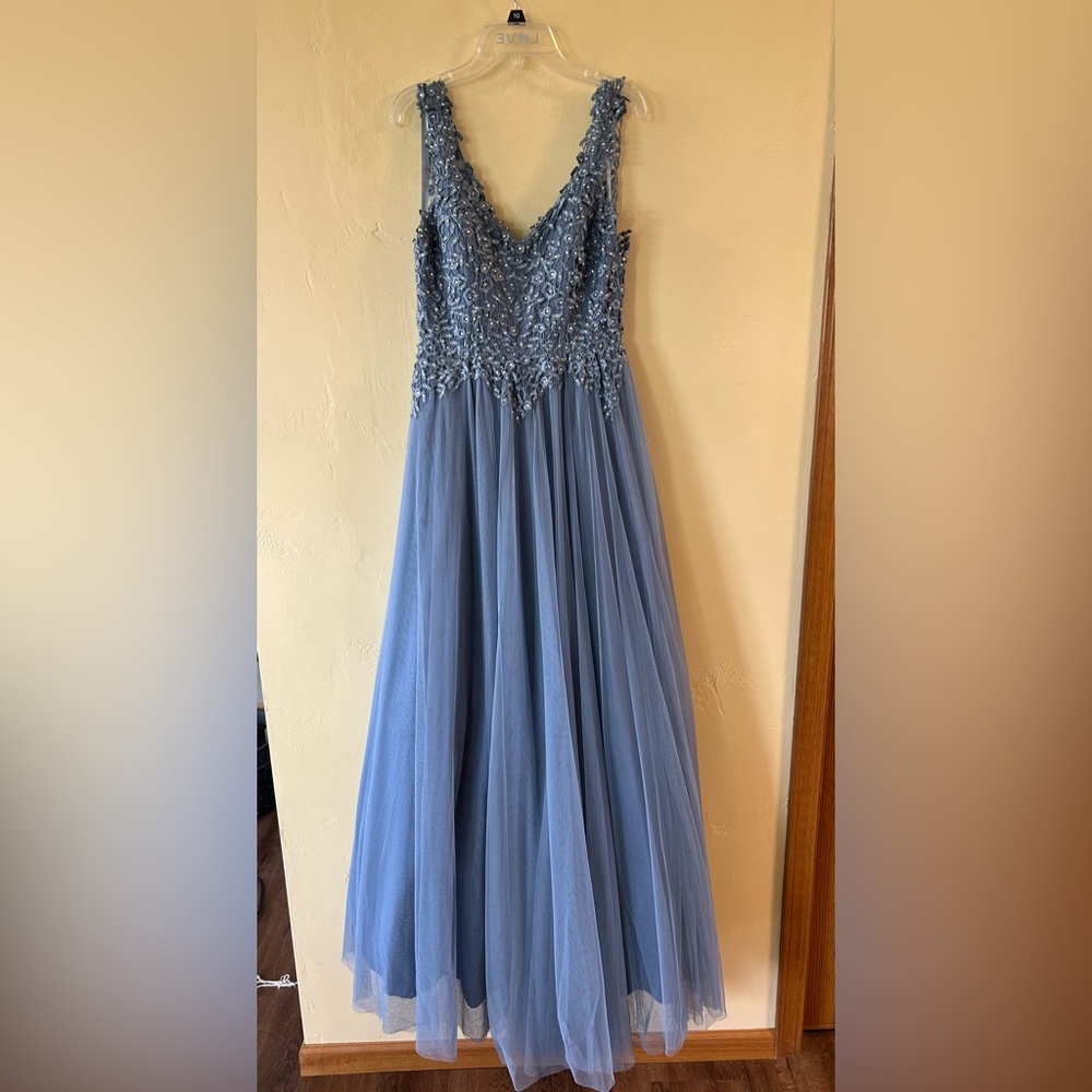 Elegant Blue Beaded Gown